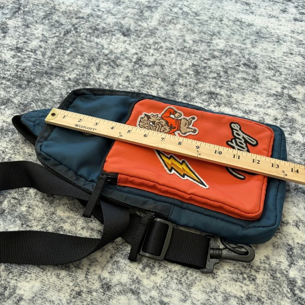 Fossil Sport Patch‎ Nylon Sling Bag Blue Orange Mens Crossbody Travel Backpack
